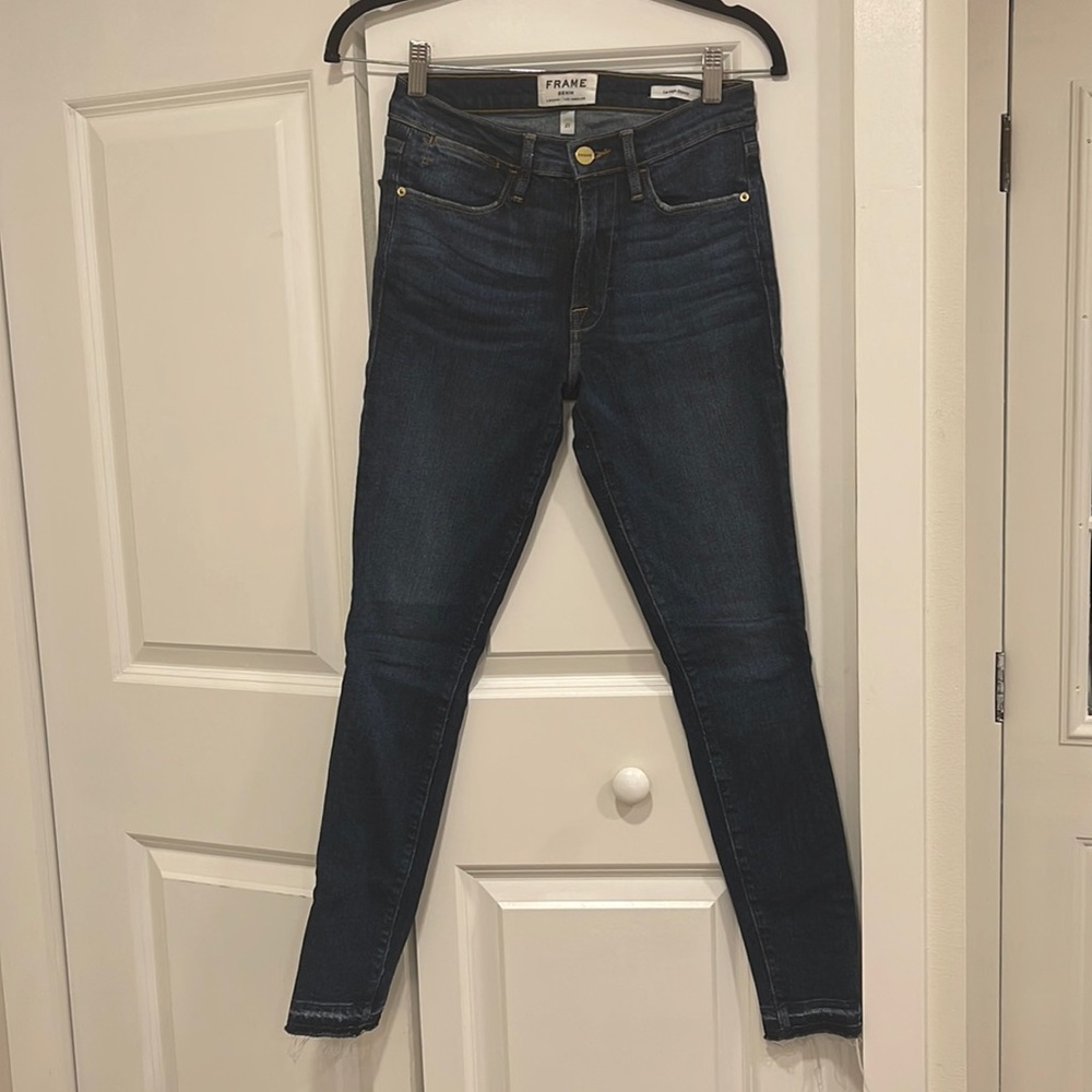 FRAME le high skinny dark wash jeans size 27